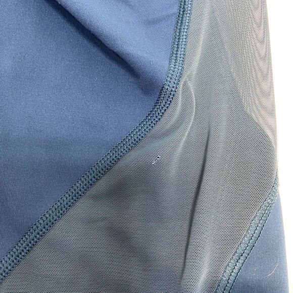 Lululemon Cropped Mid Rise Dark Teal Mesh Yoga Workout Leggins Sz 8 - Picture 4 of 6